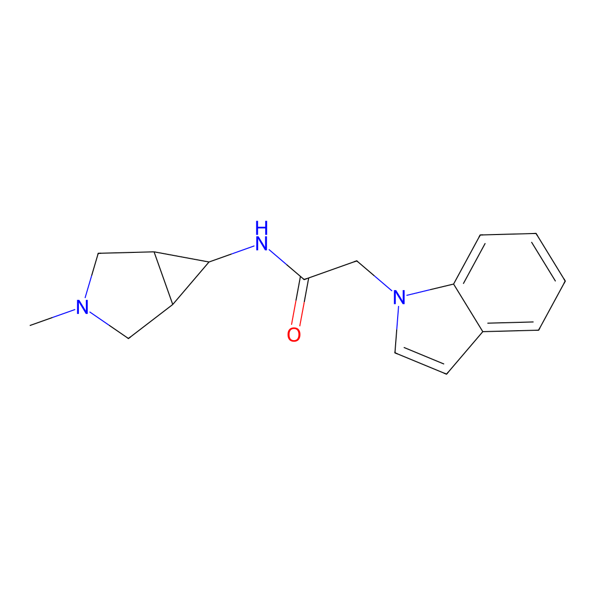 2-(1H-indol-1-yl)-N-{3-methyl-3-azabicyclo[3.1.0]hexan-6-yl}acetamide molecular structure, CAS 2034263-84-6