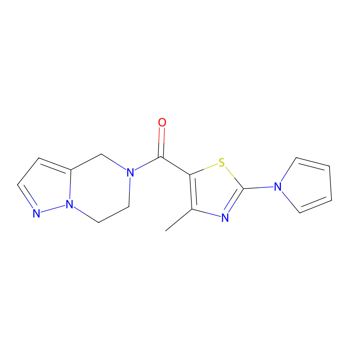 (6,7-dihydropyrazolo[1,5-a]pyrazin-5(4H)-yl)(4-methyl-2-(1H-pyrrol-1-yl)thiazol-5-yl)methanone molecular structure, CAS 2034263-92-6