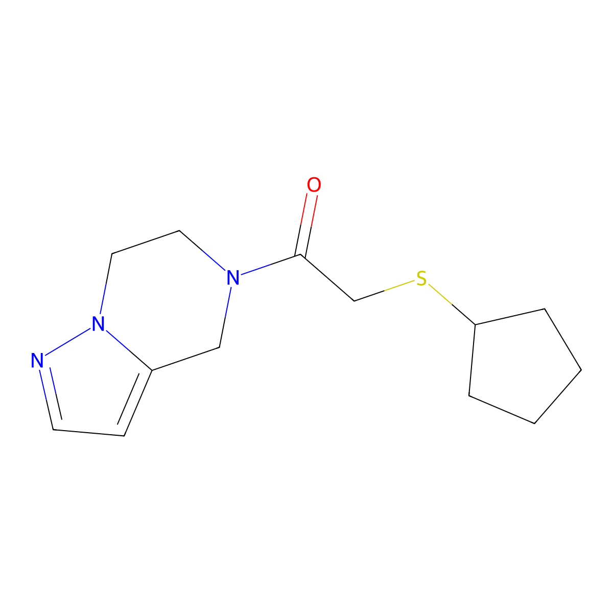 2-(cyclopentylthio)-1-(6,7-dihydropyrazolo[1,5-a]pyrazin-5(4H)-yl)ethanone molecular structure, CAS 2034263-97-1