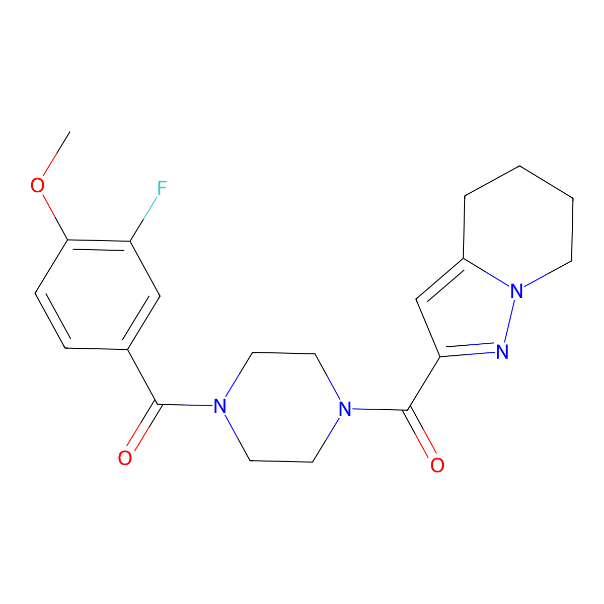 (4-(3-Fluoro-4-methoxybenzoyl)piperazin-1-yl)(4,5,6,7-tetrahydropyrazolo[1,5-a]pyridin-2-yl)methanone molecular structure, CAS 2034264-02-1