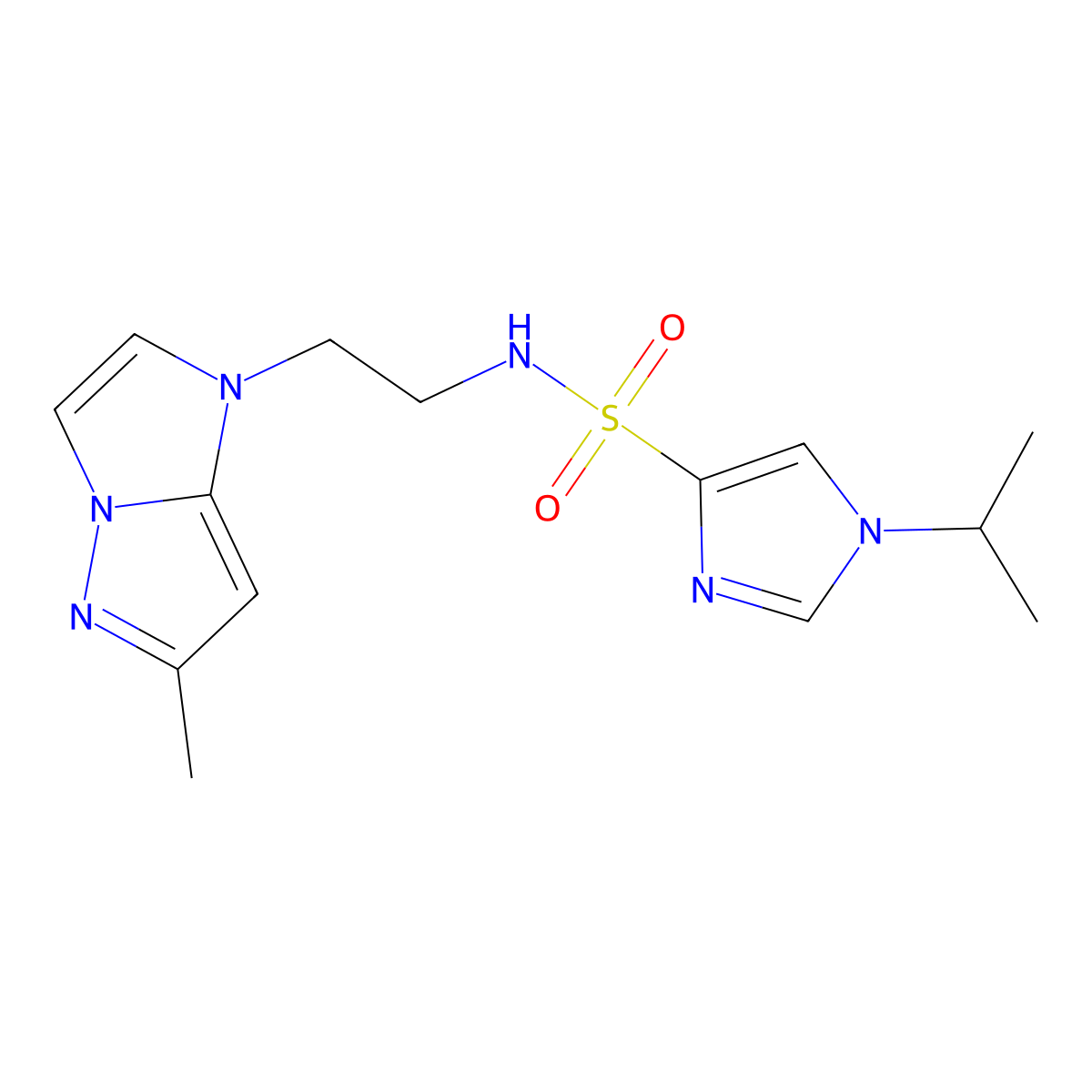 1-isopropyl-N-(2-(6-methyl-1H-imidazo[1,2-b]pyrazol-1-yl)ethyl)-1H-imidazole-4-sulfonamide molecular structure, CAS 2034264-07-6
