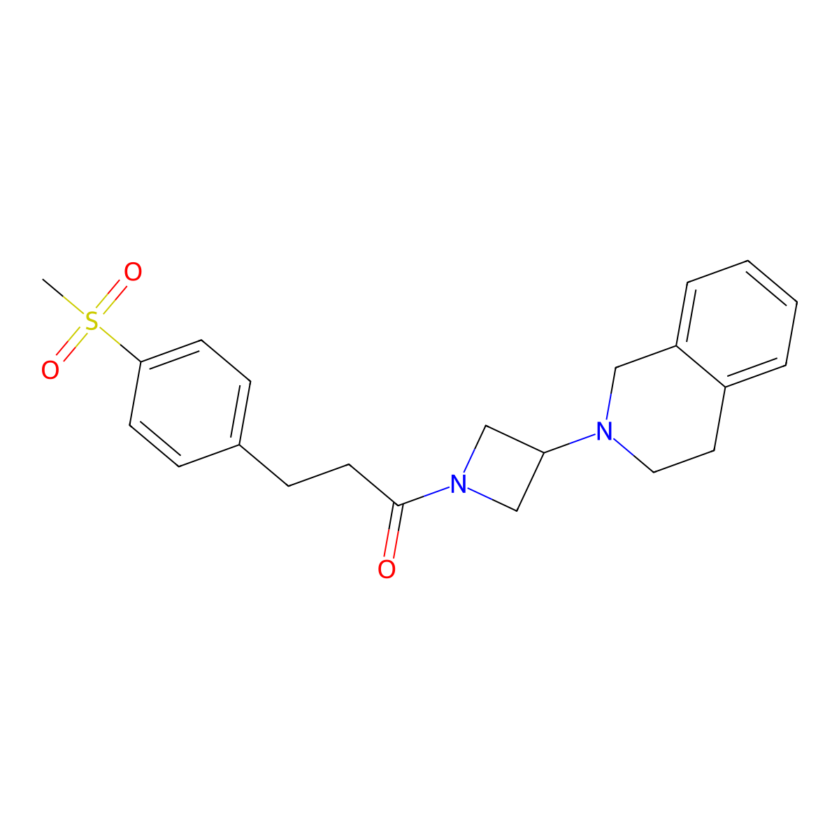 1-(3-(3,4-dihydroisoquinolin-2(1H)-yl)azetidin-1-yl)-3-(4-(methylsulfonyl)phenyl)propan-1-one molecular structure, CAS 2034264-20-3