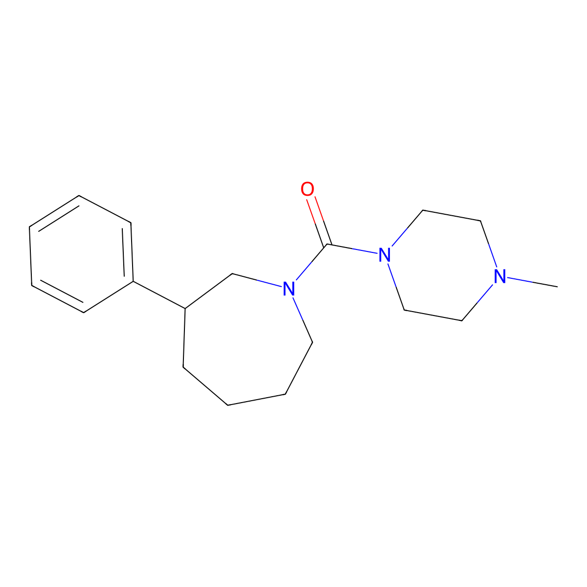 (4-Methylpiperazin-1-yl)(3-phenylazepan-1-yl)methanone molecular structure, CAS 2034264-22-5