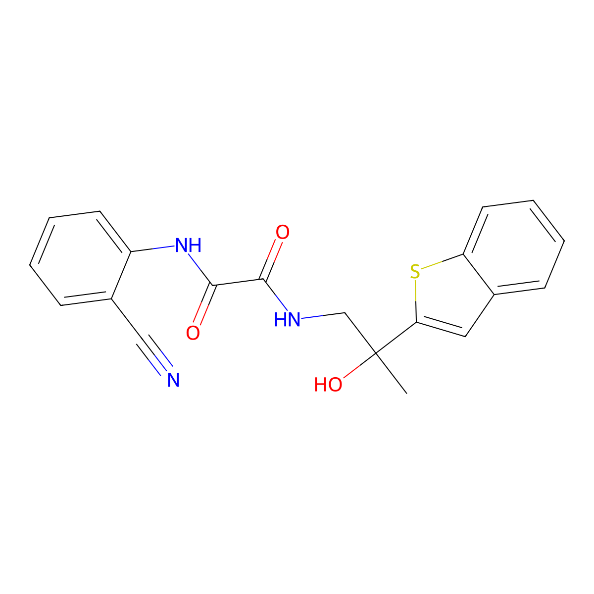 N1-(2-(benzo[b]thiophen-2-yl)-2-hydroxypropyl)-N2-(2-cyanophenyl)oxalamide molecular structure, CAS 2034264-28-1