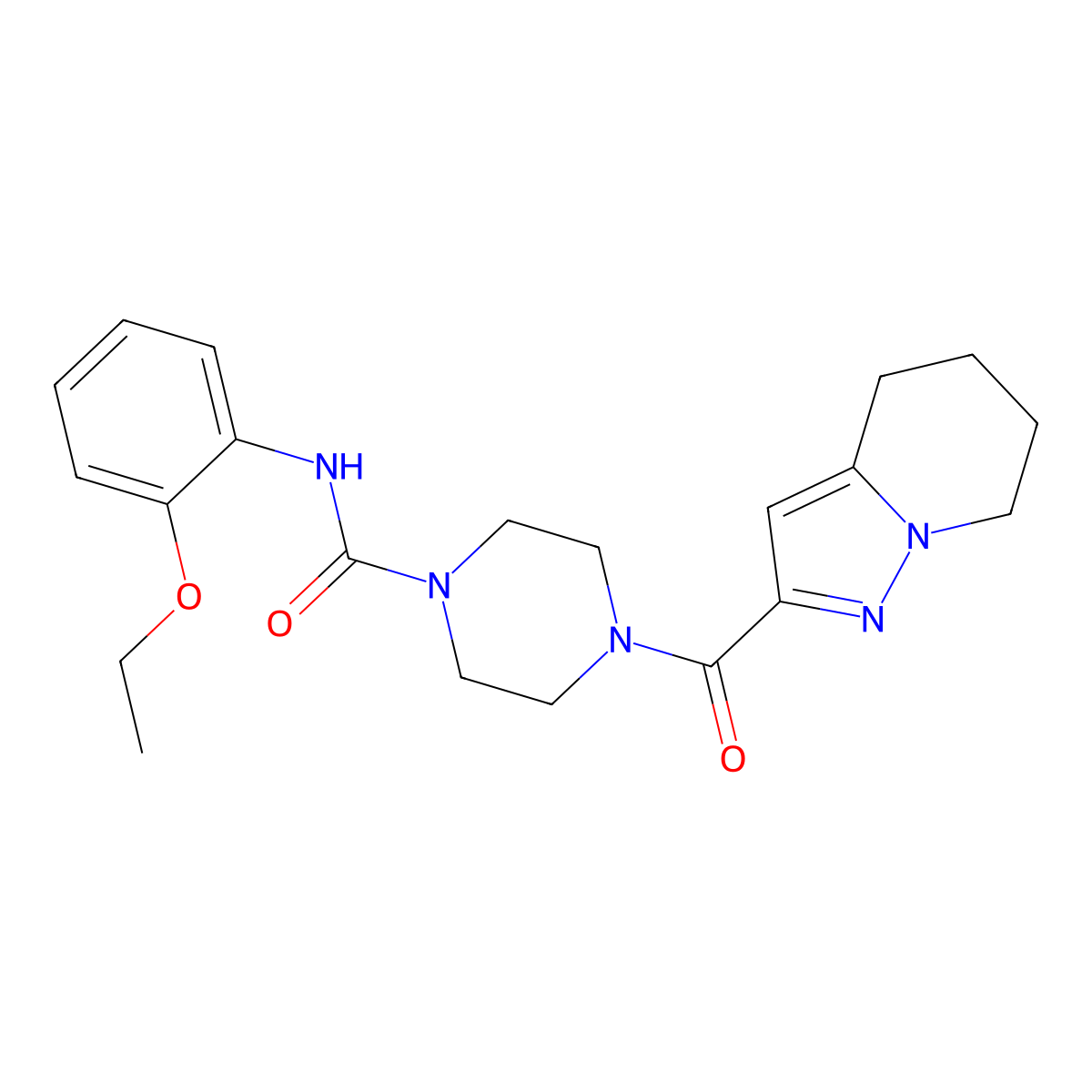 N-(2-ethoxyphenyl)-4-(4,5,6,7-tetrahydropyrazolo[1,5-a]pyridine-2-carbonyl)piperazine-1-carboxamide molecular structure, CAS 2034264-32-7