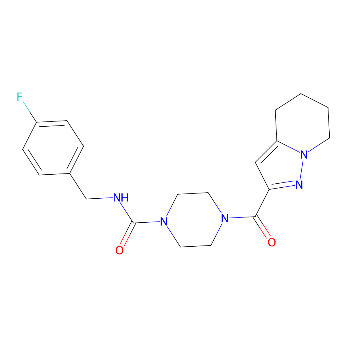 N-(4-fluorobenzyl)-4-(4,5,6,7-tetrahydropyrazolo[1,5-a]pyridine-2-carbonyl)piperazine-1-carboxamide molecular structure, CAS 2034264-40-7