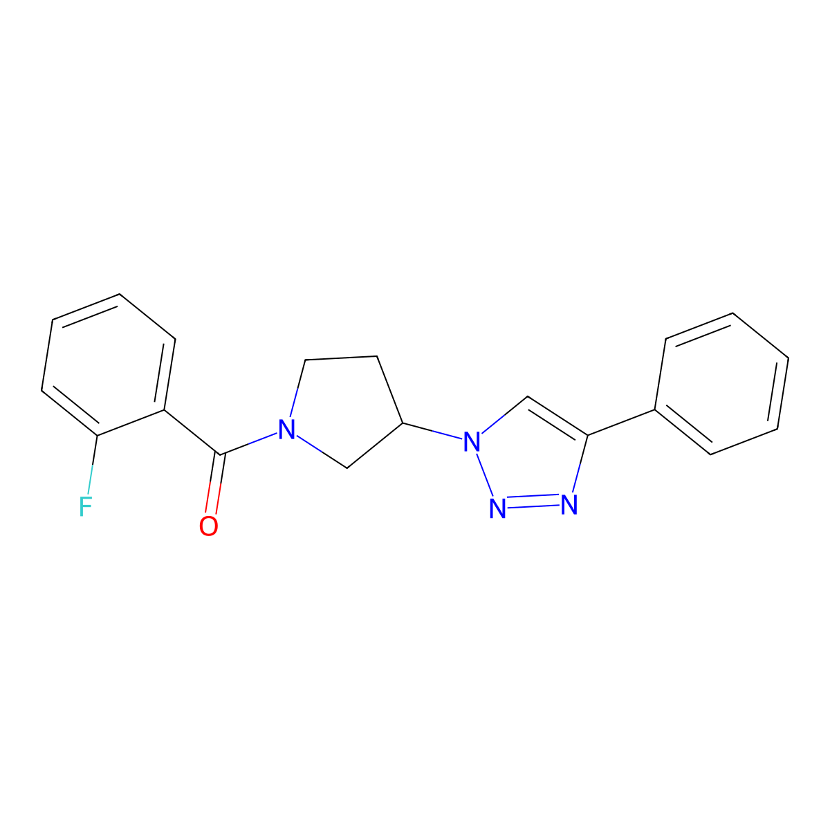 (2-fluorophenyl)(3-(4-phenyl-1H-1,2,3-triazol-1-yl)pyrrolidin-1-yl)methanone molecular structure, CAS 2034264-41-8