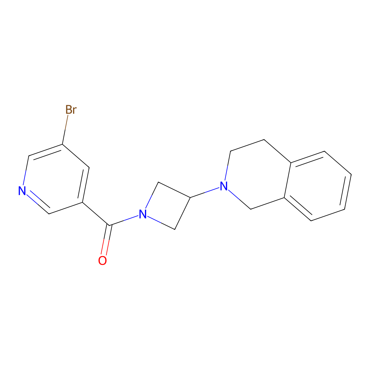 (5-bromopyridin-3-yl)(3-(3,4-dihydroisoquinolin-2(1H)-yl)azetidin-1-yl)methanone molecular structure, CAS 2034264-42-9