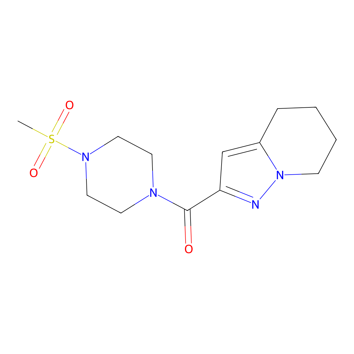 (4-(Methylsulfonyl)piperazin-1-yl)(4,5,6,7-tetrahydropyrazolo[1,5-a]pyridin-2-yl)methanone molecular structure, CAS 2034264-46-3