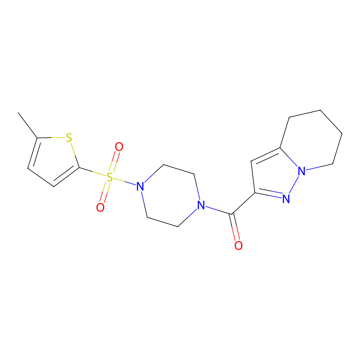 (4-((5-Methylthiophen-2-yl)sulfonyl)piperazin-1-yl)(4,5,6,7-tetrahydropyrazolo[1,5-a]pyridin-2-yl)methanone molecular structure, CAS 2034264-53-2