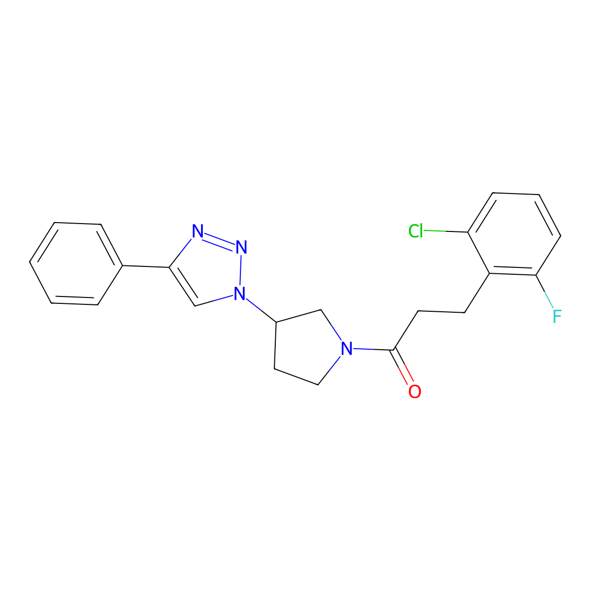 3-(2-chloro-6-fluorophenyl)-1-(3-(4-phenyl-1H-1,2,3-triazol-1-yl)pyrrolidin-1-yl)propan-1-one molecular structure, CAS 2034264-54-3