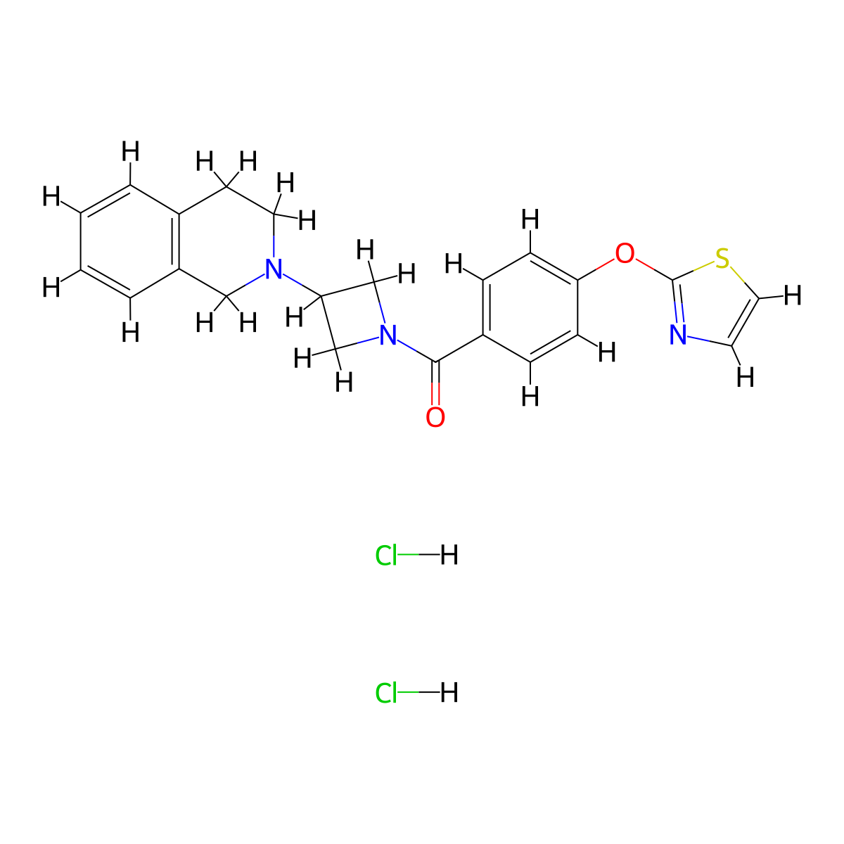 (3-(3,4-dihydroisoquinolin-2(1H)-yl)azetidin-1-yl)(4-(thiazol-2-yloxy)phenyl)methanone dihydrochloride molecular structure, CAS 2034264-62-3