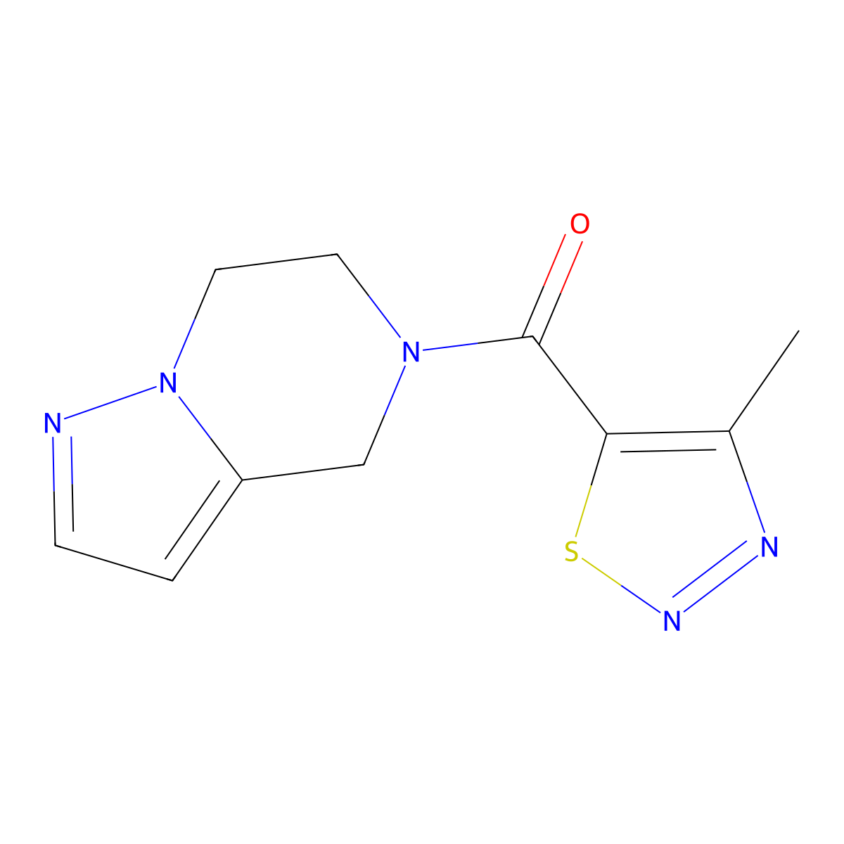 (6,7-dihydropyrazolo[1,5-a]pyrazin-5(4H)-yl)(4-methyl-1,2,3-thiadiazol-5-yl)methanone molecular structure, CAS 2034264-63-4