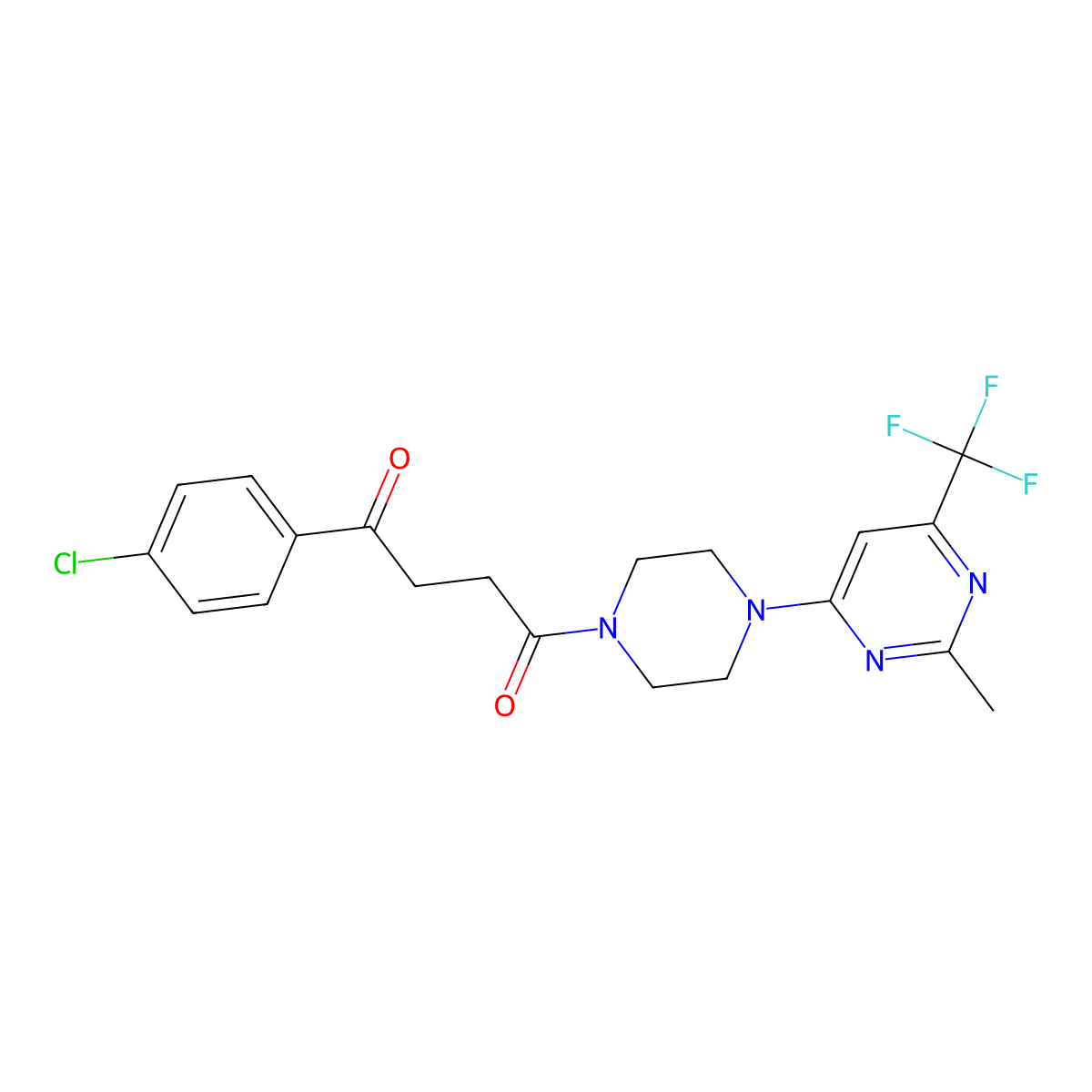 1-(4-Chlorophenyl)-4-(4-(2-methyl-6-(trifluoromethyl)pyrimidin-4-yl)piperazin-1-yl)butane-1,4-dione molecular structure, CAS 2034264-65-6