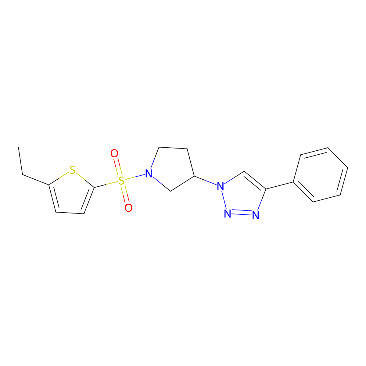 1-{1-[(5-ethylthiophen-2-yl)sulfonyl]pyrrolidin-3-yl}-4-phenyl-1H-1,2,3-triazole molecular structure, CAS 2034264-74-7