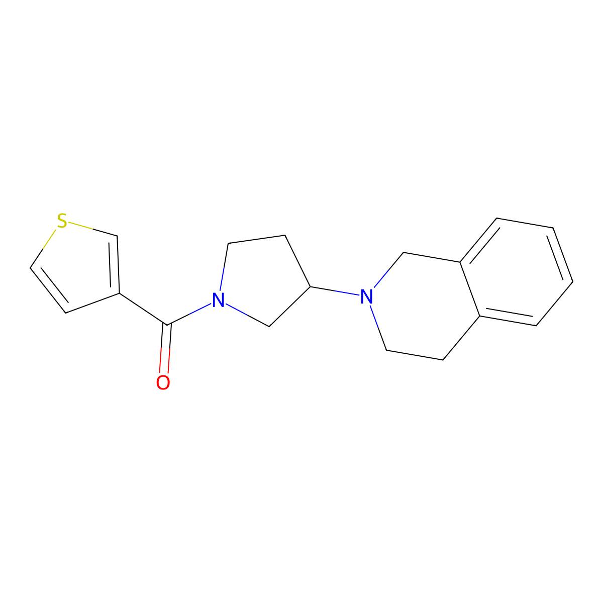 (3-(3,4-dihydroisoquinolin-2(1H)-yl)pyrrolidin-1-yl)(thiophen-3-yl)methanone molecular structure, CAS 2034264-79-2