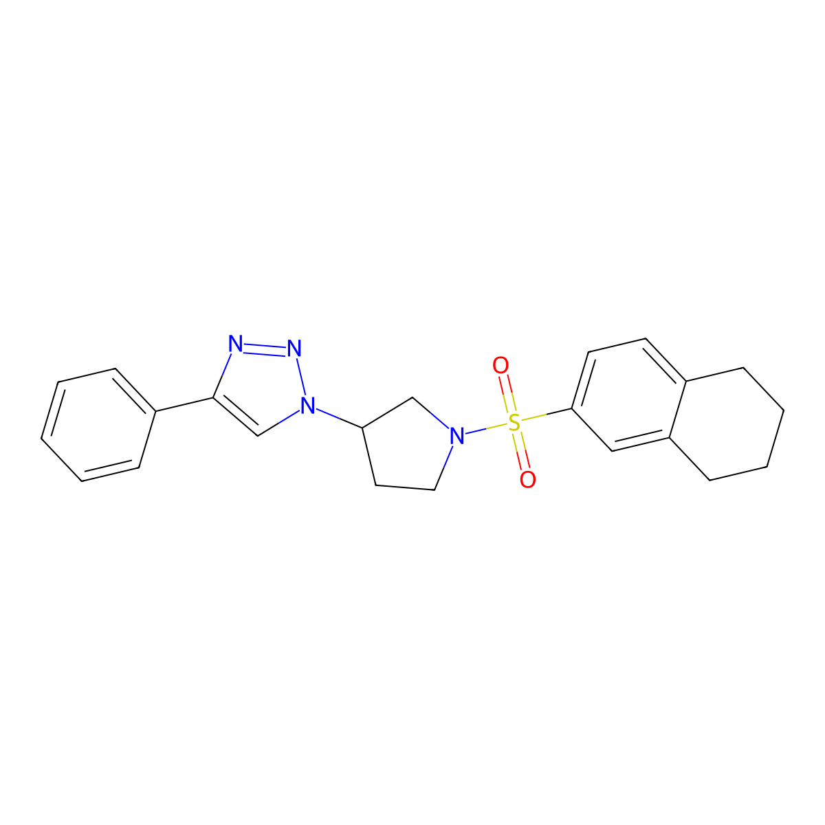 4-phenyl-1-(1-((5,6,7,8-tetrahydronaphthalen-2-yl)sulfonyl)pyrrolidin-3-yl)-1H-1,2,3-triazole molecular structure, CAS 2034264-80-5