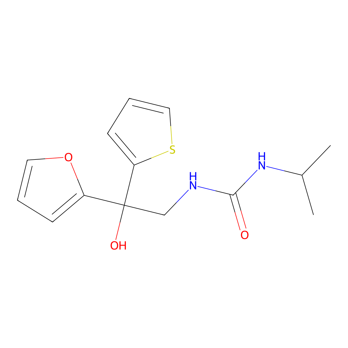 1-(2-(Furan-2-yl)-2-hydroxy-2-(thiophen-2-yl)ethyl)-3-isopropylurea molecular structure, CAS 2034264-82-7