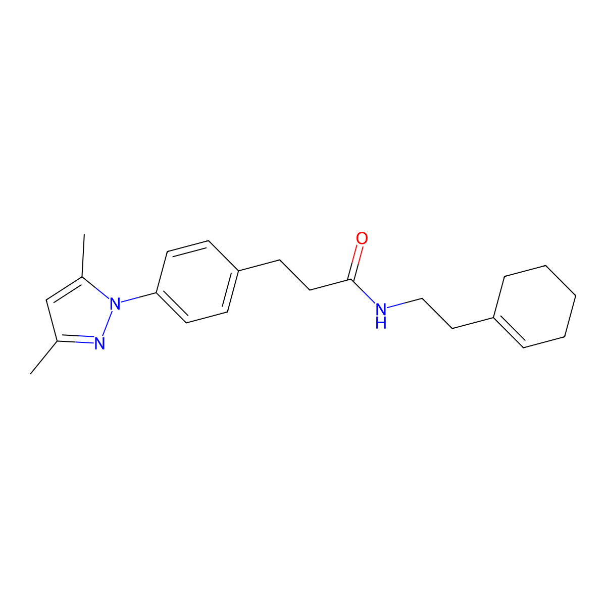 N-[2-(cyclohex-1-en-1-yl)ethyl]-3-[4-(3,5-dimethyl-1H-pyrazol-1-yl)phenyl]propanamide molecular structure, CAS 2034264-83-8