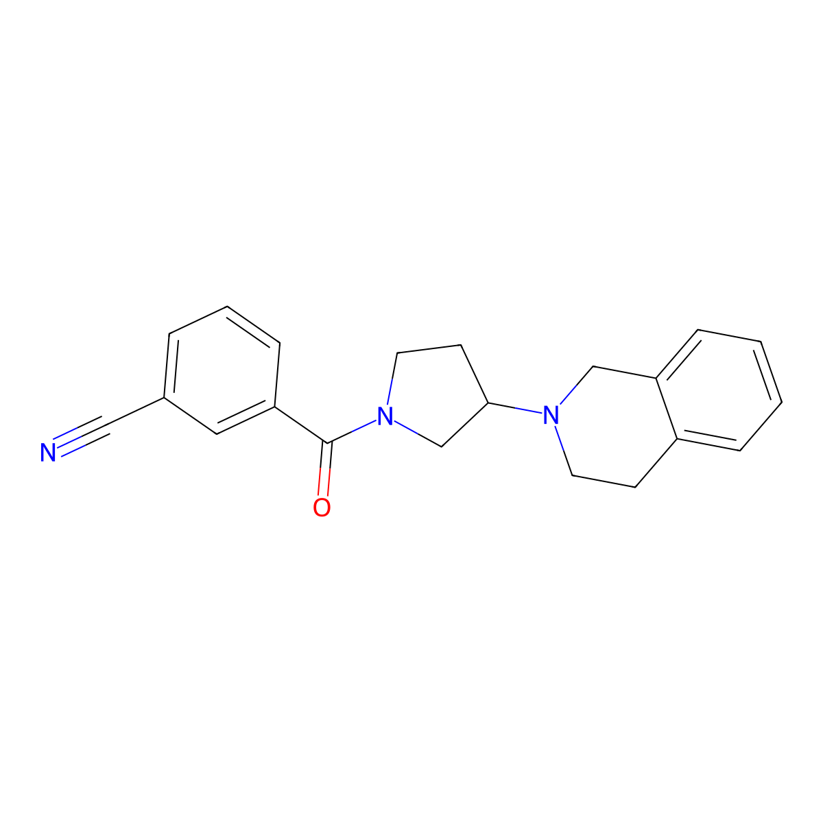 3-(3-(3,4-dihydroisoquinolin-2(1H)-yl)pyrrolidine-1-carbonyl)benzonitrile molecular structure, CAS 2034264-87-2