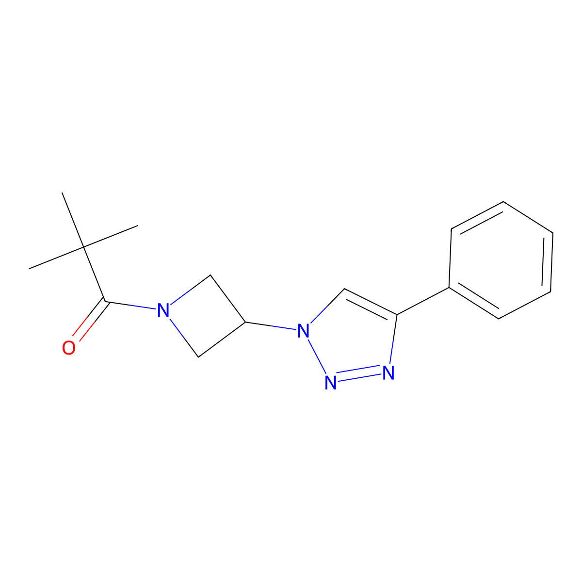 2,2-dimethyl-1-[3-(4-phenyl-1H-1,2,3-triazol-1-yl)azetidin-1-yl]propan-1-one molecular structure, CAS 2034264-91-8
