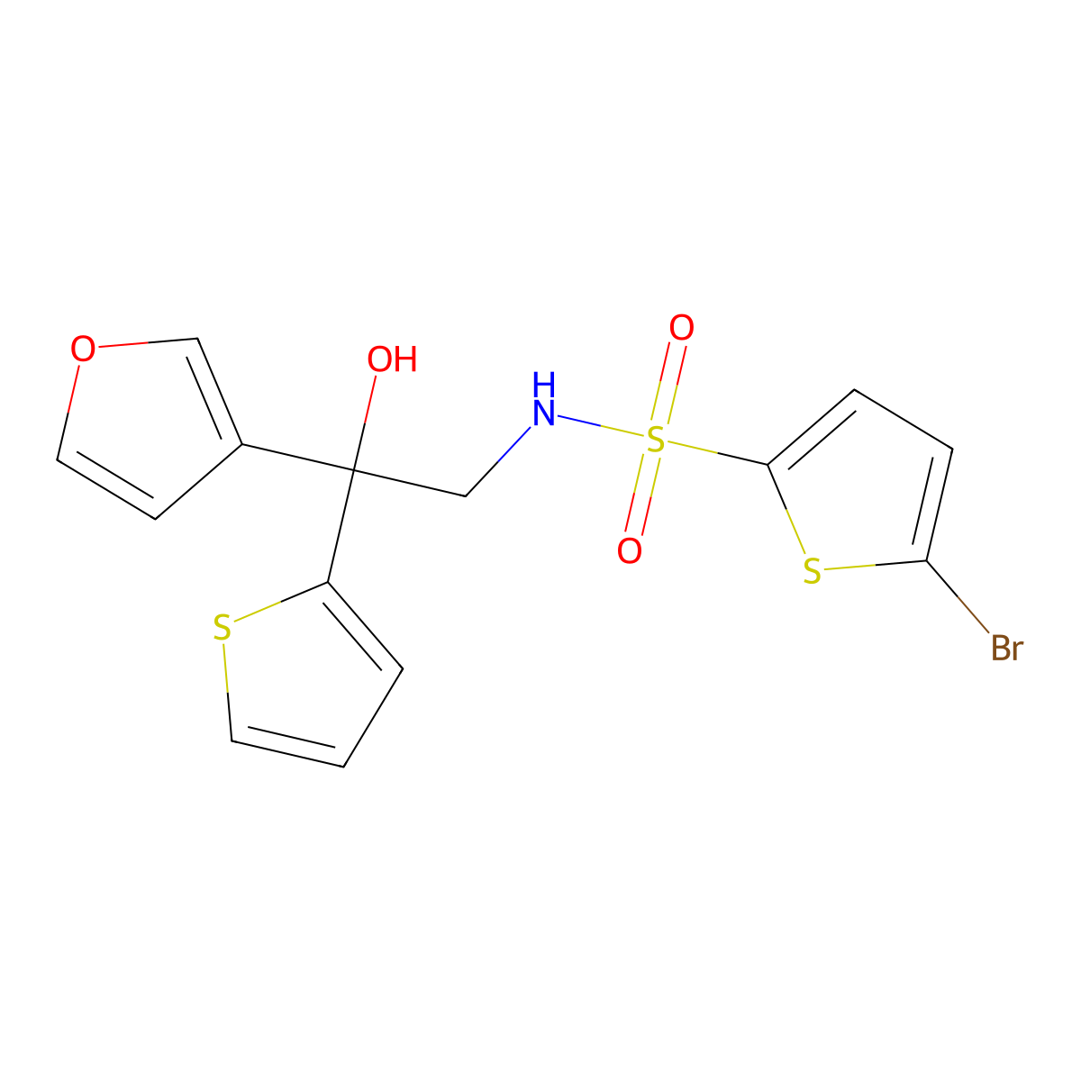 5-bromo-N-[2-(furan-3-yl)-2-hydroxy-2-(thiophen-2-yl)ethyl]thiophene-2-sulfonamide molecular structure, CAS 2034265-03-5