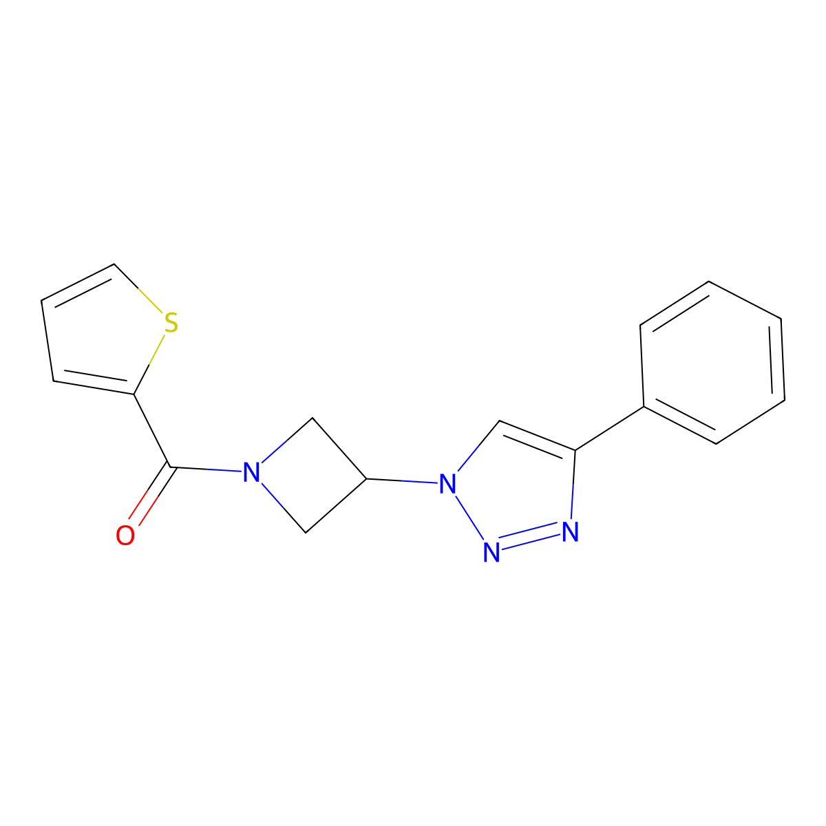 (3-(4-phenyl-1H-1,2,3-triazol-1-yl)azetidin-1-yl)(thiophen-2-yl)methanone molecular structure, CAS 2034265-10-4