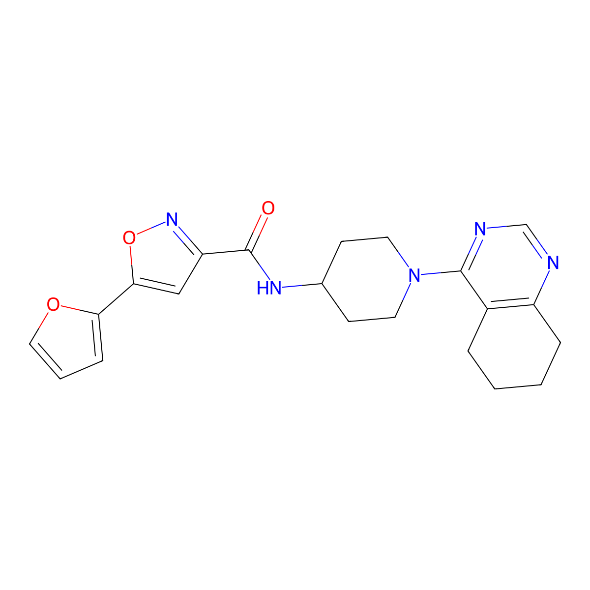 5-(furan-2-yl)-N-(1-(5,6,7,8-tetrahydroquinazolin-4-yl)piperidin-4-yl)isoxazole-3-carboxamide molecular structure, CAS 2034265-12-6