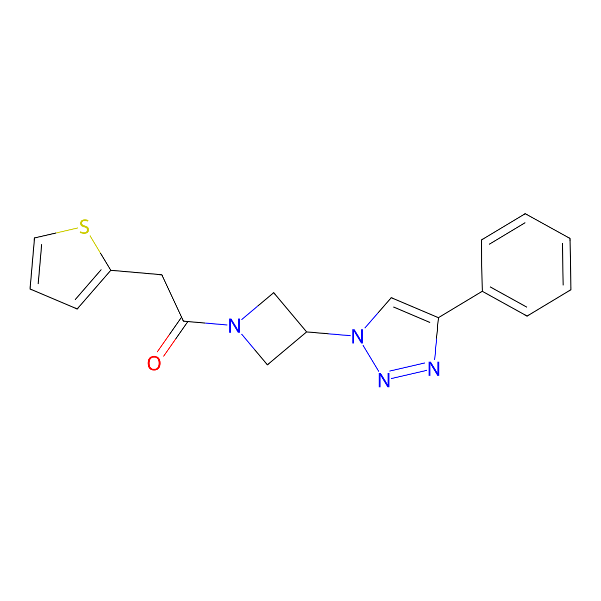 1-(3-(4-phenyl-1H-1,2,3-triazol-1-yl)azetidin-1-yl)-2-(thiophen-2-yl)ethanone molecular structure, CAS 2034265-15-9