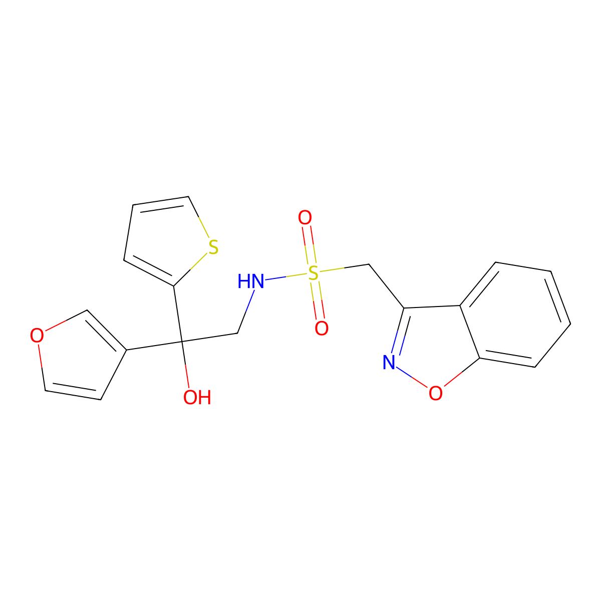 1-(benzo[d]isoxazol-3-yl)-N-(2-(furan-3-yl)-2-hydroxy-2-(thiophen-2-yl)ethyl)methanesulfonamide molecular structure, CAS 2034265-17-1