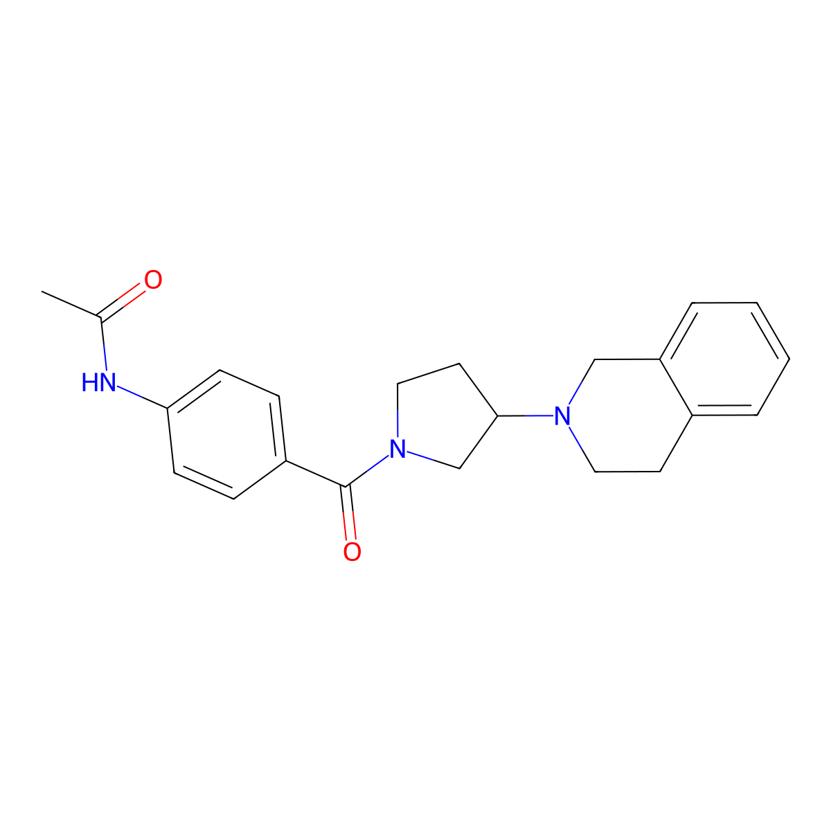 N-(4-(3-(3,4-dihydroisoquinolin-2(1H)-yl)pyrrolidine-1-carbonyl)phenyl)acetamide molecular structure, CAS 2034265-22-8