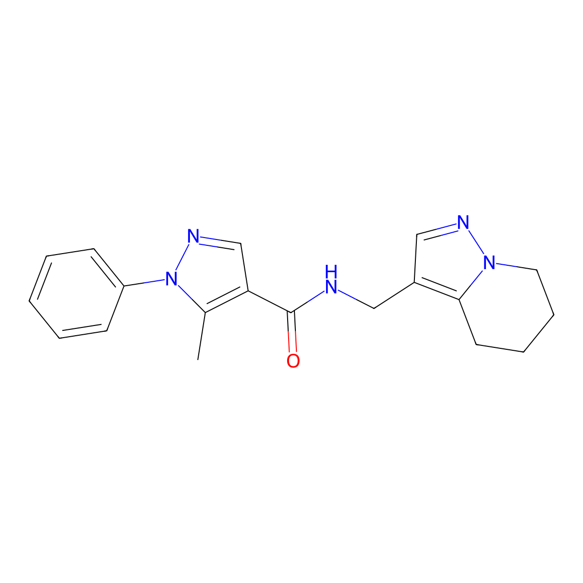 5-methyl-1-phenyl-N-((4,5,6,7-tetrahydropyrazolo[1,5-a]pyridin-3-yl)methyl)-1H-pyrazole-4-carboxamide molecular structure, CAS 2034265-25-1