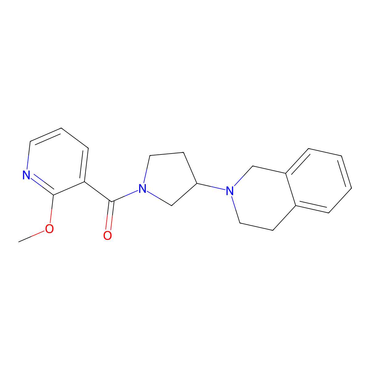 (3-(3,4-dihydroisoquinolin-2(1H)-yl)pyrrolidin-1-yl)(2-methoxypyridin-3-yl)methanone molecular structure, CAS 2034265-26-2