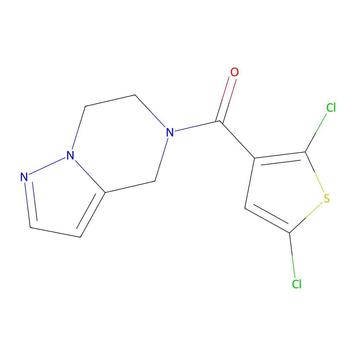 (2,5-dichlorothiophen-3-yl)(6,7-dihydropyrazolo[1,5-a]pyrazin-5(4H)-yl)methanone molecular structure, CAS 2034265-27-3