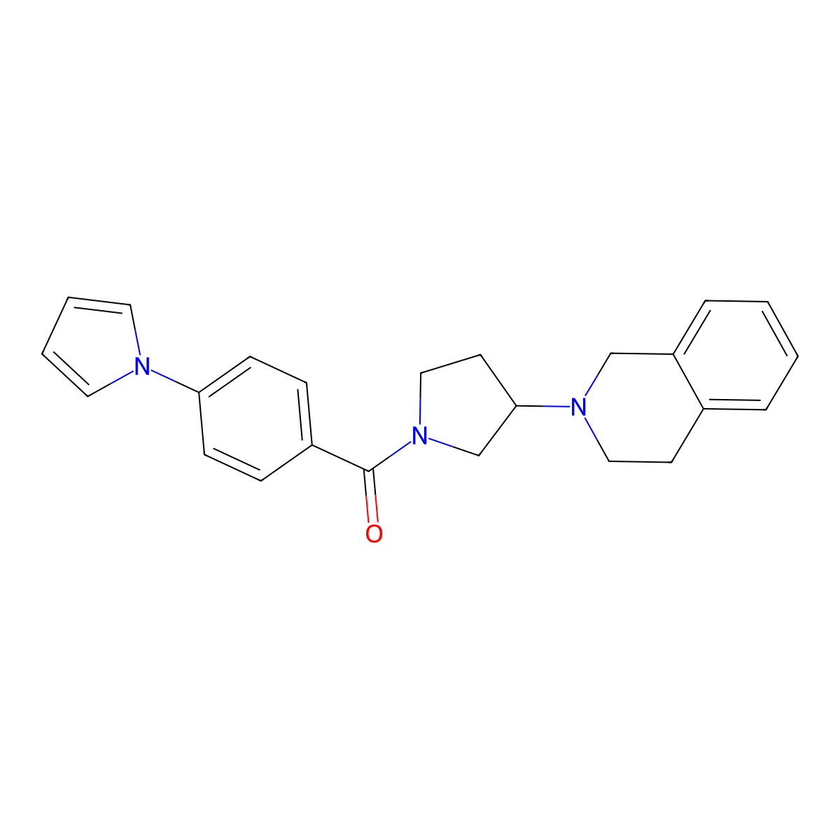 (4-(1H-pyrrol-1-yl)phenyl)(3-(3,4-dihydroisoquinolin-2(1H)-yl)pyrrolidin-1-yl)methanone molecular structure, CAS 2034265-30-8