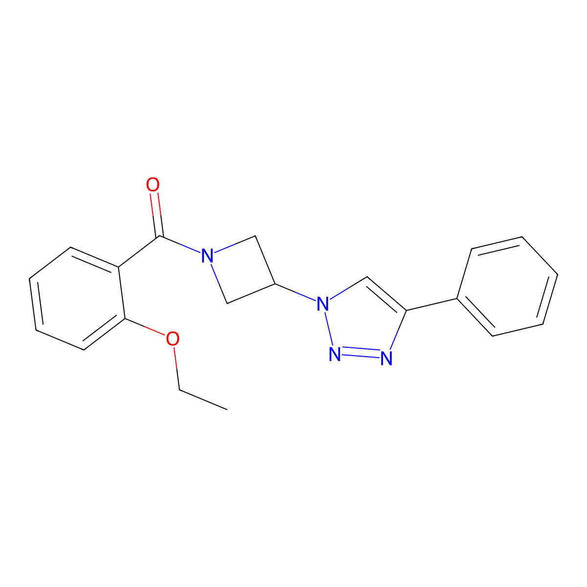 (2-ethoxyphenyl)(3-(4-phenyl-1H-1,2,3-triazol-1-yl)azetidin-1-yl)methanone molecular structure, CAS 2034265-32-0