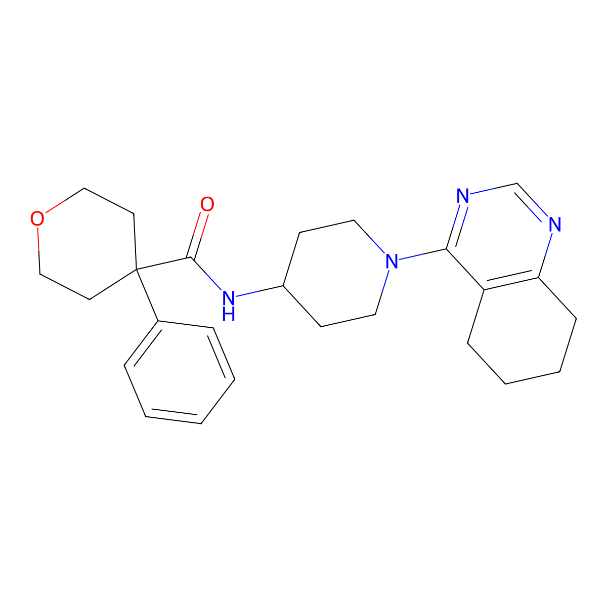 4-phenyl-N-[1-(5,6,7,8-tetrahydroquinazolin-4-yl)piperidin-4-yl]oxane-4-carboxamide molecular structure, CAS 2034265-36-4