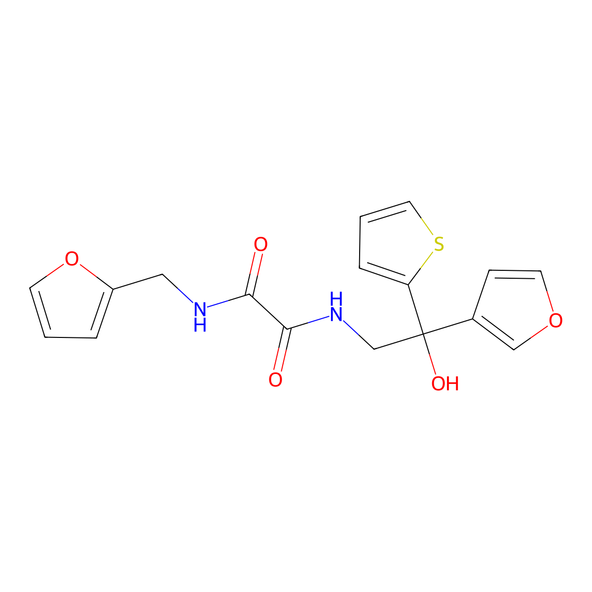 N1-(furan-2-ylmethyl)-N2-(2-(furan-3-yl)-2-hydroxy-2-(thiophen-2-yl)ethyl)oxalamide molecular structure, CAS 2034265-41-1