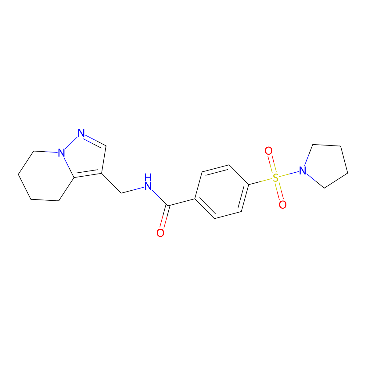 4-(pyrrolidin-1-ylsulfonyl)-N-((4,5,6,7-tetrahydropyrazolo[1,5-a]pyridin-3-yl)methyl)benzamide molecular structure, CAS 2034265-47-7