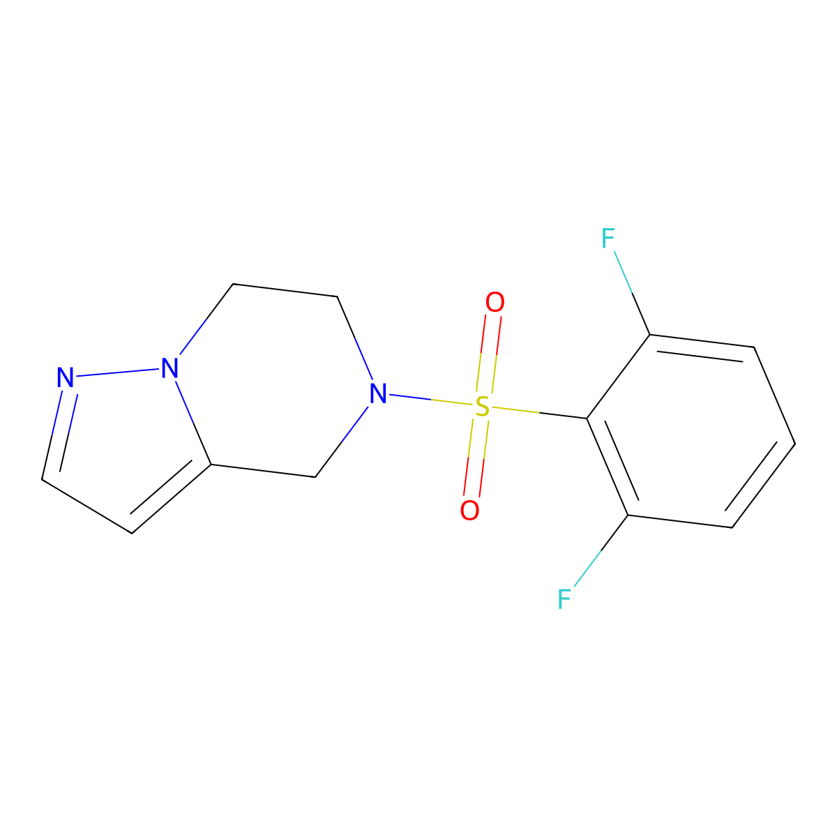5-((2,6-Difluorophenyl)sulfonyl)-4,5,6,7-tetrahydropyrazolo[1,5-a]pyrazine molecular structure, CAS 2034265-48-8
