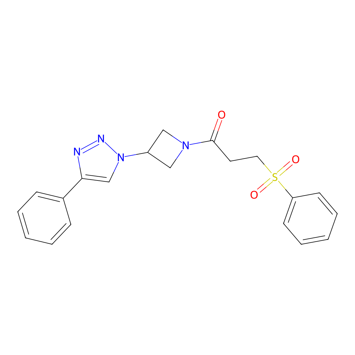 1-(3-(4-phenyl-1H-1,2,3-triazol-1-yl)azetidin-1-yl)-3-(phenylsulfonyl)propan-1-one molecular structure, CAS 2034265-52-4