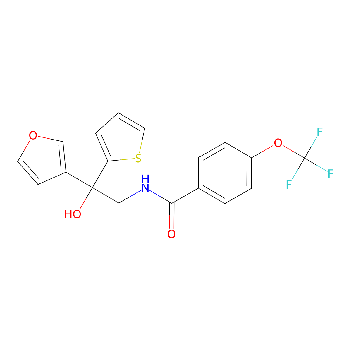 N-(2-(furan-3-yl)-2-hydroxy-2-(thiophen-2-yl)ethyl)-4-(trifluoromethoxy)benzamide molecular structure, CAS 2034265-53-5