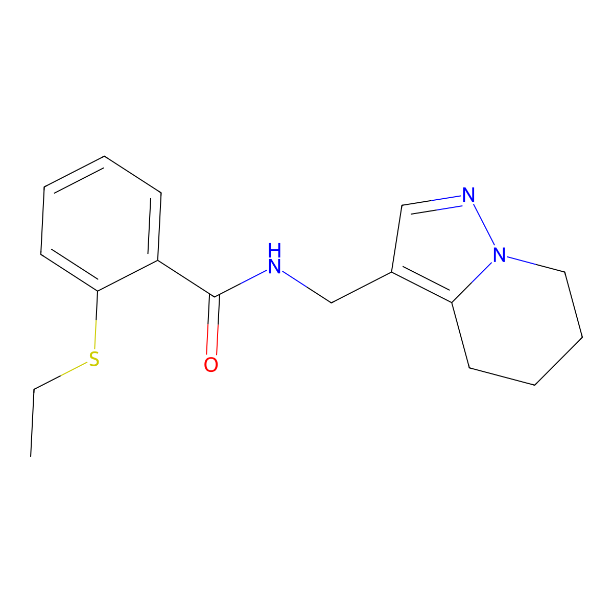 2-(ethylthio)-N-((4,5,6,7-tetrahydropyrazolo[1,5-a]pyridin-3-yl)methyl)benzamide molecular structure, CAS 2034265-54-6