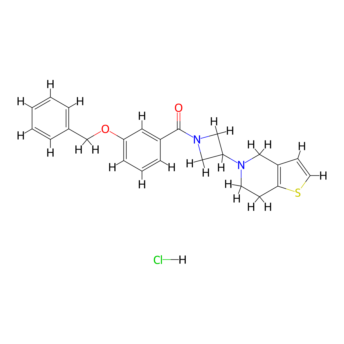 (3-(benzyloxy)phenyl)(3-(6,7-dihydrothieno[3,2-c]pyridin-5(4H)-yl)azetidin-1-yl)methanone hydrochloride molecular structure, CAS 2034265-56-8