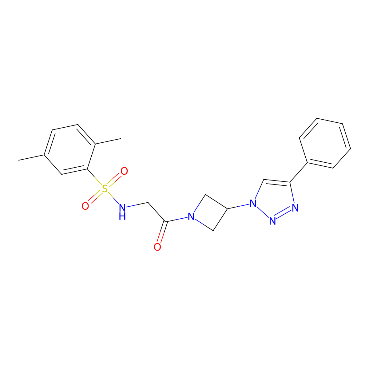 2,5-dimethyl-N-(2-oxo-2-(3-(4-phenyl-1H-1,2,3-triazol-1-yl)azetidin-1-yl)ethyl)benzenesulfonamide molecular structure, CAS 2034265-59-1