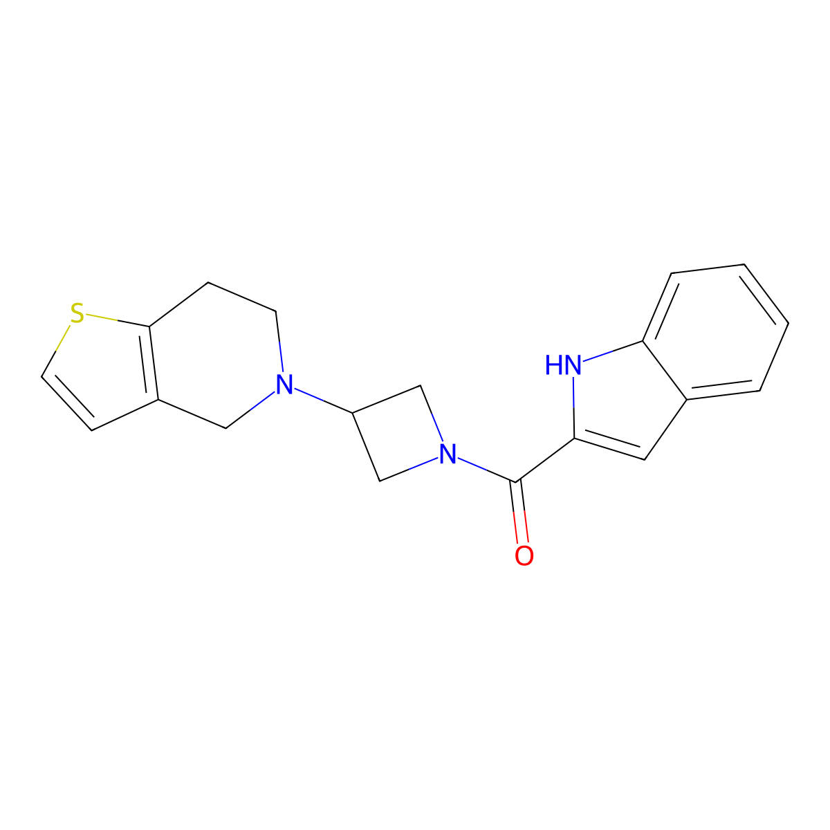(3-(6,7-dihydrothieno[3,2-c]pyridin-5(4H)-yl)azetidin-1-yl)(1H-indol-2-yl)methanone molecular structure, CAS 2034265-60-4