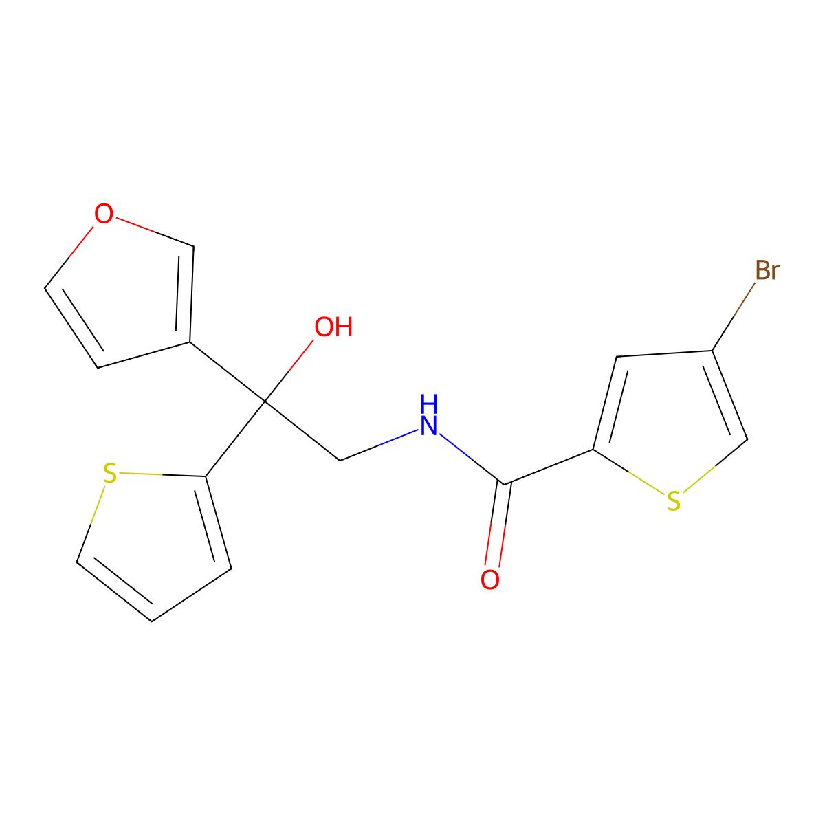 4-bromo-N-(2-(furan-3-yl)-2-hydroxy-2-(thiophen-2-yl)ethyl)thiophene-2-carboxamide molecular structure, CAS 2034265-61-5