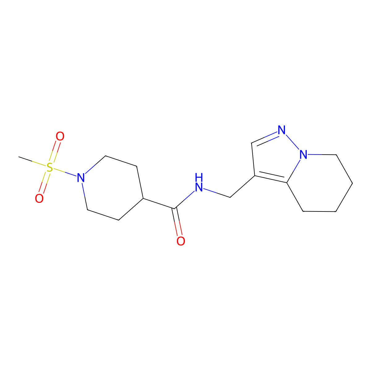 1-(methylsulfonyl)-N-((4,5,6,7-tetrahydropyrazolo[1,5-a]pyridin-3-yl)methyl)piperidine-4-carboxamide molecular structure, CAS 2034265-62-6