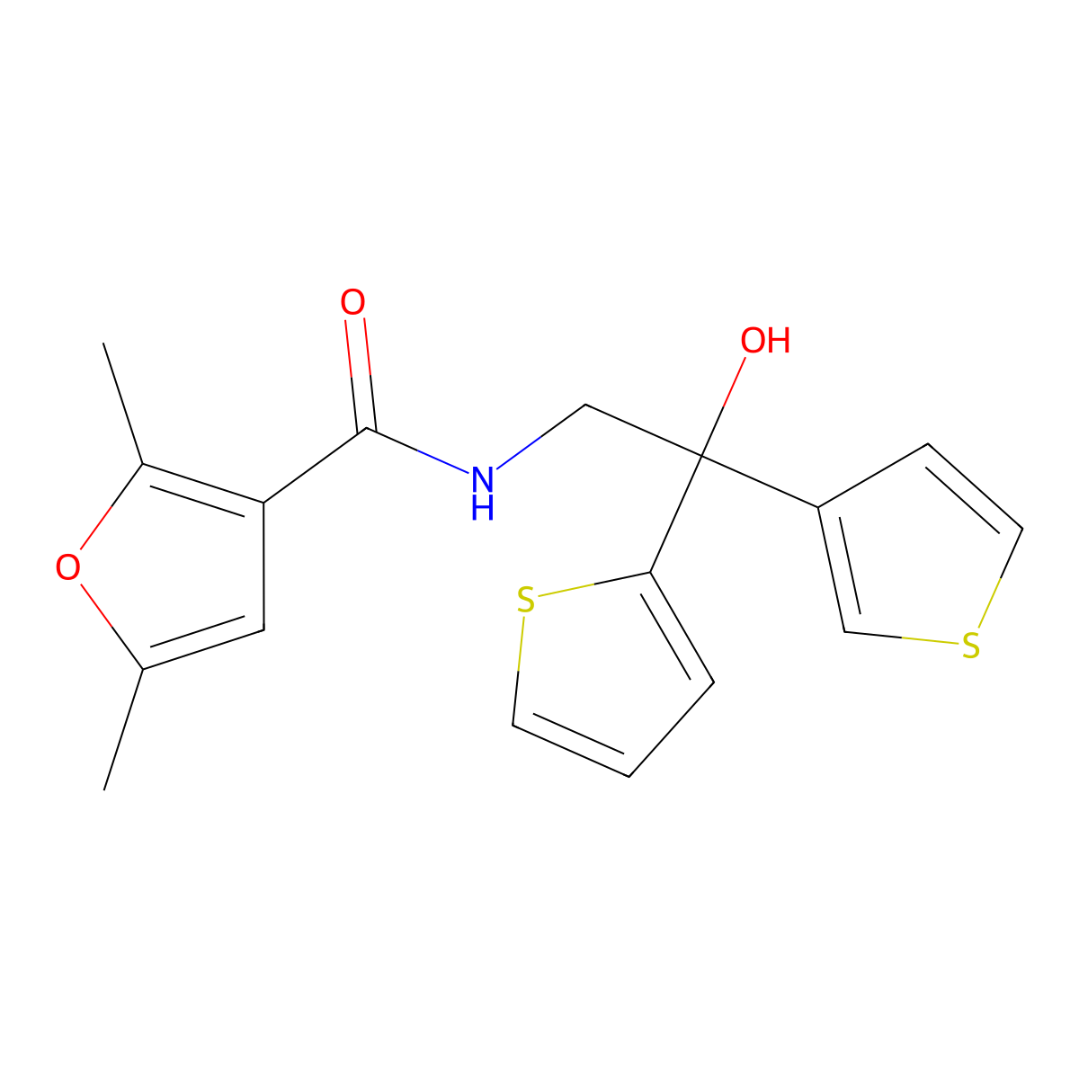 N-[2-hydroxy-2-(thiophen-2-yl)-2-(thiophen-3-yl)ethyl]-2,5-dimethylfuran-3-carboxamide molecular structure, CAS 2034265-64-8