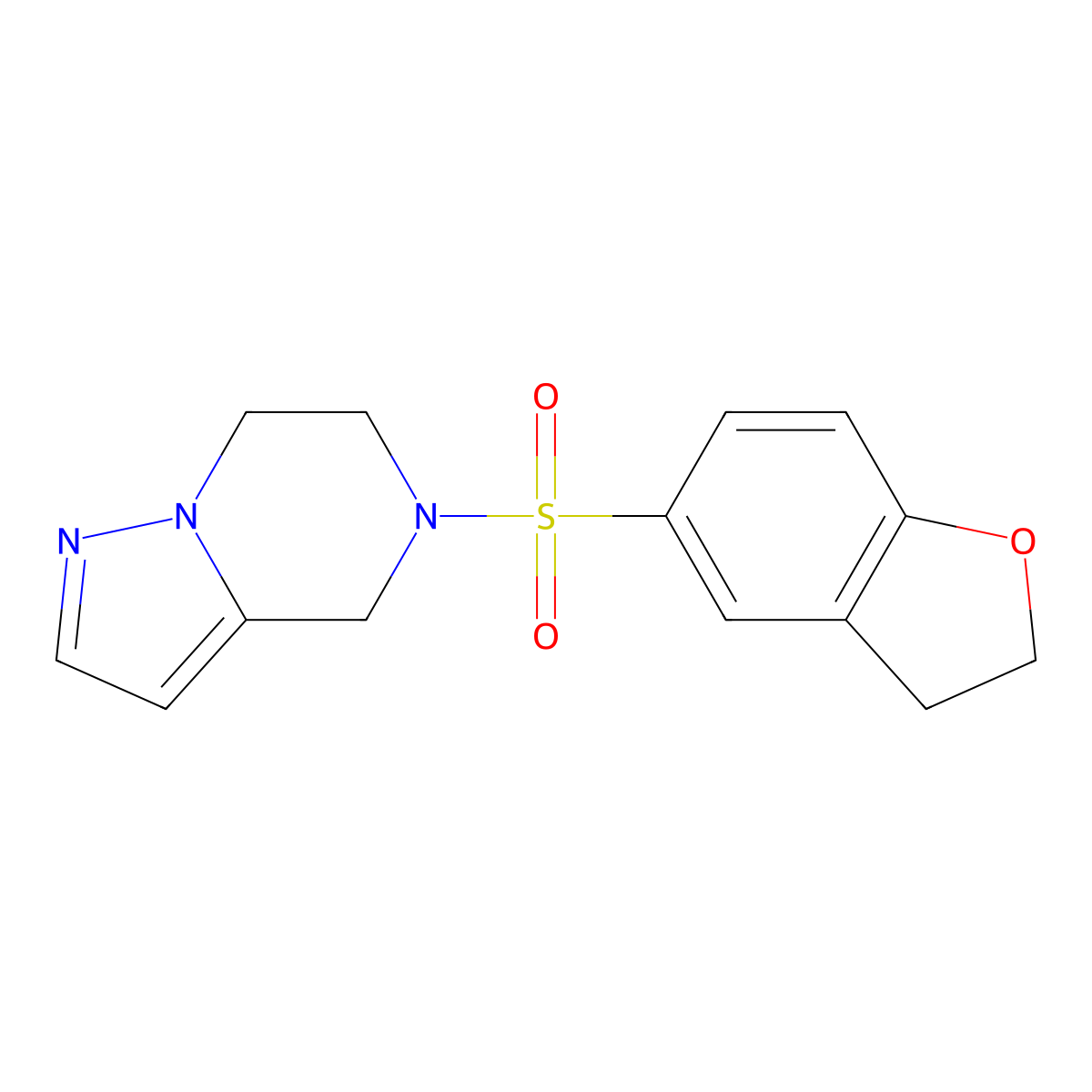5-((2,3-Dihydrobenzofuran-5-yl)sulfonyl)-4,5,6,7-tetrahydropyrazolo[1,5-a]pyrazine molecular structure, CAS 2034265-66-0